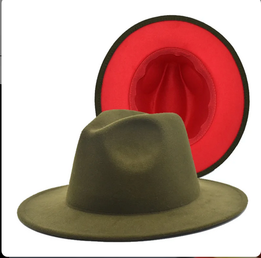 Fedora green and red bottom hat