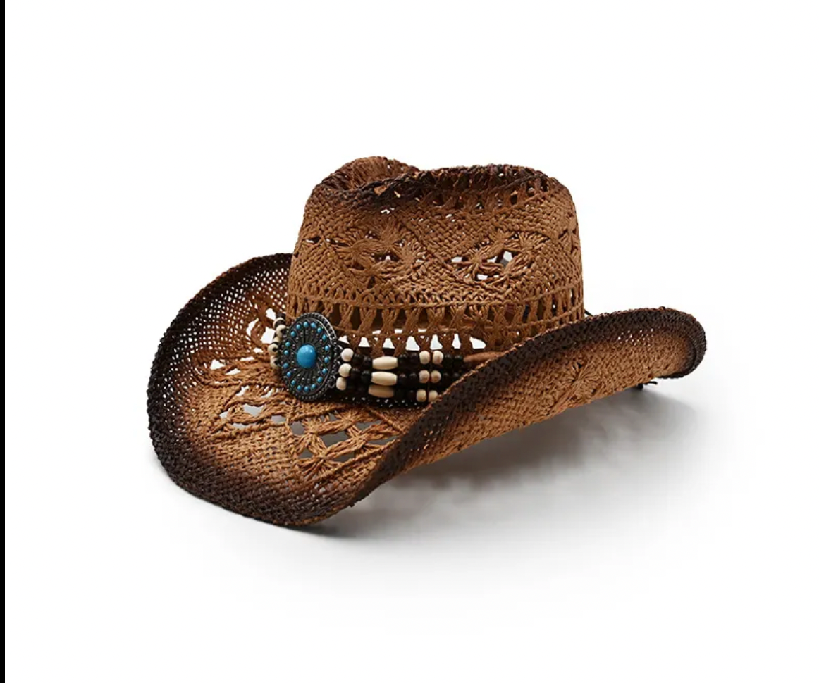 western Straw hat with beaded band