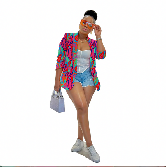 Women Casual Blazer / Pink Multi